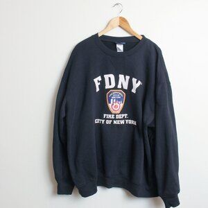 FDNY Fire Department of New York Sweatshirt Mens 3XL Navy Blue Crewneck